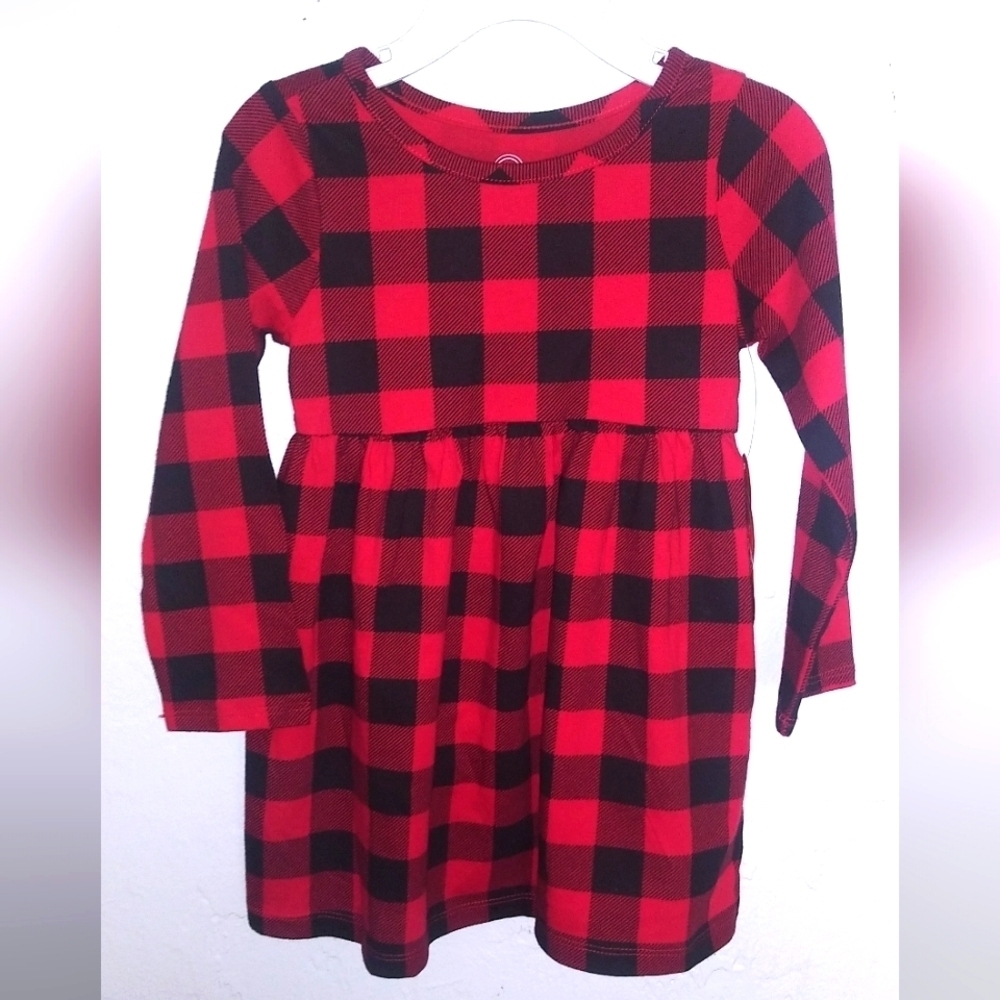Wonder Nation Long Sleeve Dress Red Black Holiday Fall Winter